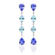 CASATO 18K White Gold Naturelle Tanzanite and Aquamarine Earrings